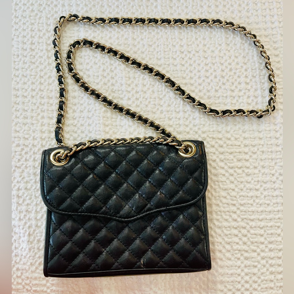 Black Quilted Leather Rebecca Minkoff Clutch / Crossbody Purse